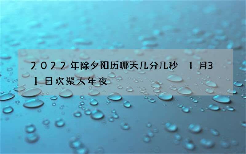2022年除夕阳历哪天几分几秒 1月31日欢聚大年夜